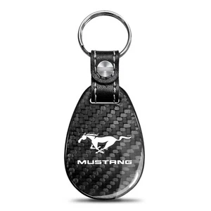 Ford Mustang Real Carbon Fiber Large Tear-Drop Key Chain - Picture 1 of 5