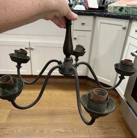 Antique Five Armed Metal Chandelier (is NOT In Working Condition) Cover