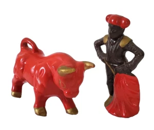 VTG MCM Ceramic Red Bull & Matador Figurines/Taiwan - Picture 1 of 21