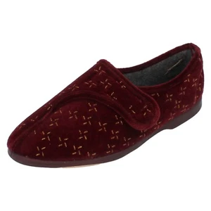 SALE Ladies EMILY burgundy star patterned riptape  slippers BY Ladylove £7.99 - Picture 1 of 9