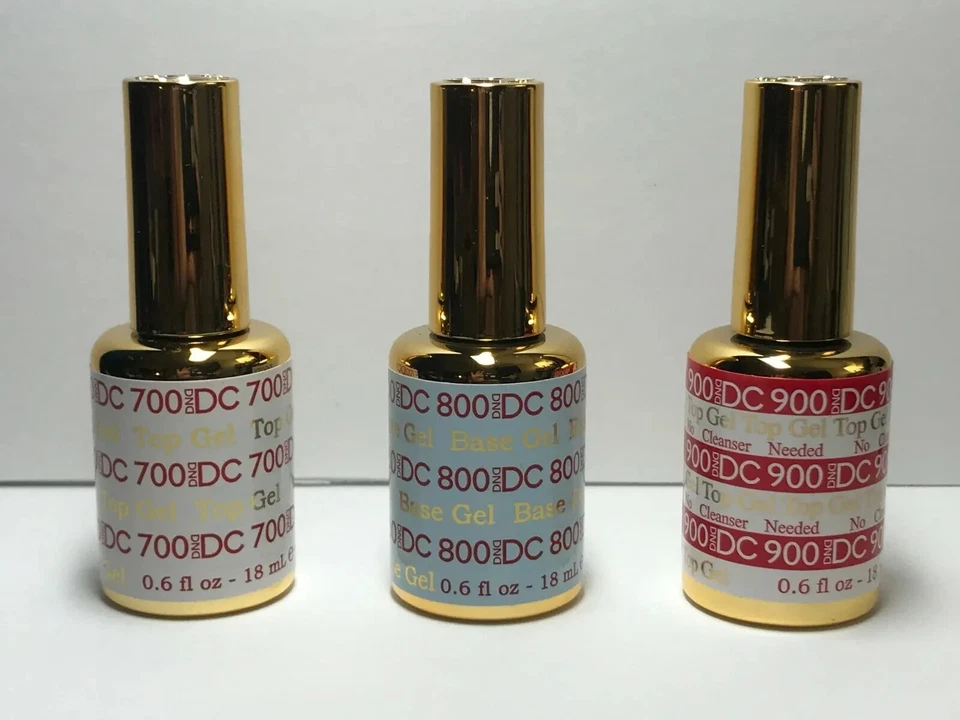 DC DND GEL Top Coat & Base Coat Set 3 pcs 700, 800, 900 NEW - gel nail polish - Image 1 of 1