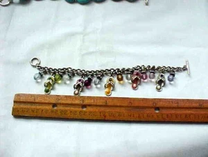 Vintage Charm Bracelet Silver Tone Flip Flops Summer w/toggle closure - Picture 1 of 3