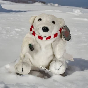 Oso polar de peluche Coca-Cola 1997 rojo blanco bufanda botella de Coca-Cola con etiquetas #0154 de colección - Imagen 1 de 14