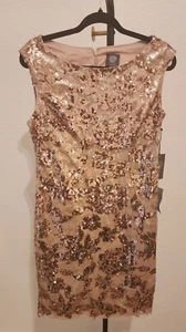 Vince Camuto Sequin Rose Gold Sheath Womens Dress Size 10 NWT - Picture 1 of 6