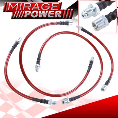 Stainless Steel Braided Brake Line Hose Red For 04-10 BMW E60 5 Series 528i 550i - Image 1 of 3