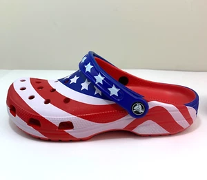 Crocs Classic American Flag Clog USA Red White Blue - Mens 7 - Womens 9 - New - Picture 1 of 6