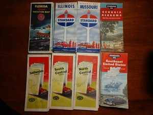 Lote 8 mapas de carreteras vintage de Estados Unidos estándar petróleo Golfo AAA FL GA AL IL MI 40s 50s - Imagen 1 de 23