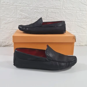 Tods x Ferrari Mens Shoes Black 8 UK Leather Square Toes Slip On Loafers - Picture 1 of 14