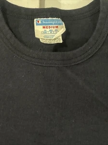 Vintage 90s Champion Navy Blue Label Tee Shirt • Heavyweight Blank Herren Medium - Bild 1 von 8