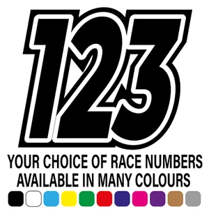 3 x Custom Race Numbers Vinyl Stickers Dirt Bike Motocross Bike Trials Decals - Picture 1 of 2