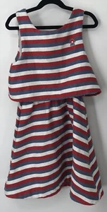 Sonia Rykiel girls blue white red striped sleeveless sailor dress sz 12y - Picture 1 of 4