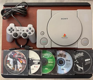 Sony Playstation 1 SCPH-9001 PS1 Console Bundle + DualShock Controller + 5 Games - Picture 1 of 11