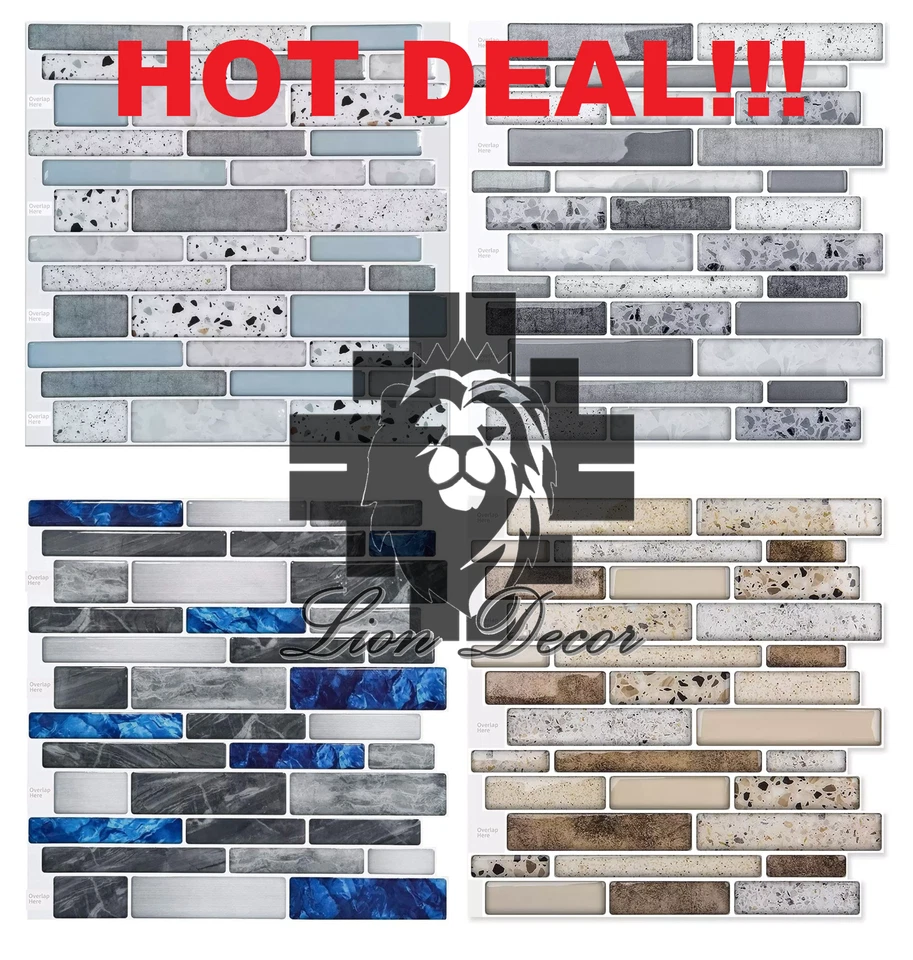 Peel and Stick Brick Kitchen Backsplash Self-Adhesive Wall Tile Stone 3D 20 Pcs - Image 1 of 4