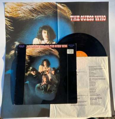 GUESS WHO AMERICAN WOMAN W/ RARE POSTER VINYL LP RECORD GERMANY 1970 TELDEC - Image 1 of 4