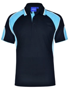 *NEW* Winning Spirit Alliance Cool Dry Short Sleeve Polo, Navy/Aqua Blue - Small - Picture 1 of 2