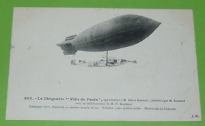 CPA CARTE POSTALE 1908 AVIATION BALLON DIRIGEABLE VILLE DE PARIS HENRI DEUTSCH - Imagen 1 de 2