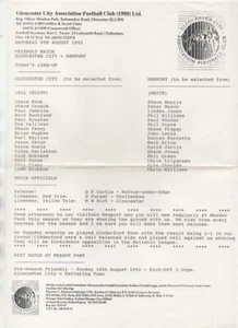 Aug 92 GLOUCESTER CITY v NEWPORT AFC friendly - Picture 1 of 1