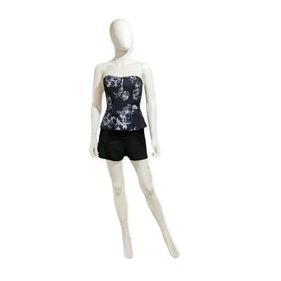 The Fifth Label Star Floral Bustier Peplum Black Small - Image 1 of 4