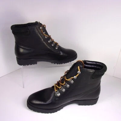 Botas de combate Ralph Lauren Mikelle de cuero negro con cordones 11424 G16 para mujer talla 8B Foto 1 de 4