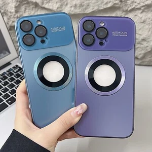 Funda Magnética Lente Para iPhone 16 Pro Max 15 14 13 12 Ventana Grande Logo Vista - Imagen 1 de 17