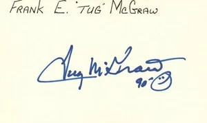 Frank Tug McGraw 1965 NY Mets (Dec. 2004) Signed 3x5 Index Card with JSA COA - Picture 1 of 2
