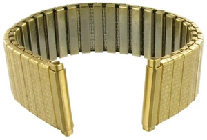 16-19mm Twist-O-Flex Stretchy Adjustable Stainless Gold Tone Men Watch Band Long - Picture 1 of 2
