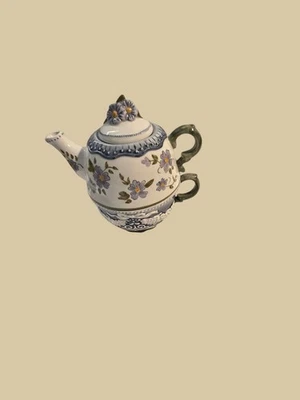 Tetera y taza floral azul púrpura Sonoma Foto 1 de 4