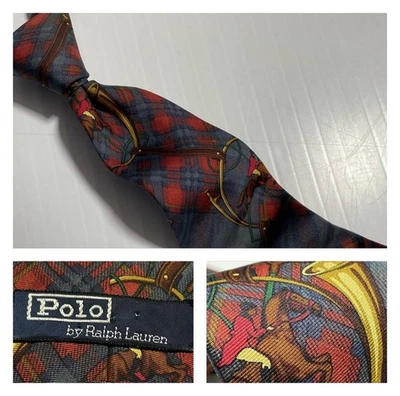 Corbata de seda con estampado multicolor de caza POLO RALPH LAUREN DE COLECCIÓN EE. UU. Foto 1 de 4