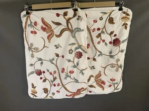 Pottery Barn Crewel Embroidered Floral Pillow Sham Covers   20" X 26" - Set of 2 - Picture 1 of 12