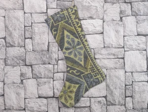 Handmade Knit Kilim Christmas Stocking Decoration Unique One-of-a-Kind - Picture 1 of 7