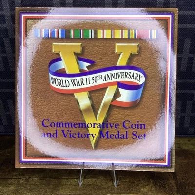 50th Anniversary World War II Uncirculated Clad Half Dollar Coin In Acrylic - Image 1 of 3