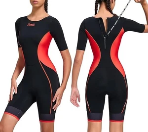 Santic Triathlon Suit for Women Short Sleeve PaddedQuick-Dry for Swim Bike - Picture 1 of 14