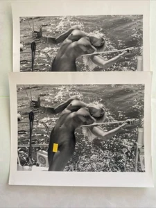 (2) Blonde Female On A Boat Sexy Risqué Nude 8x10 Black & White Photographs - Picture 1 of 3