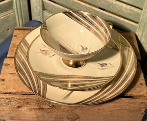 Winterling Marktleuthen Bavaria Teetassen Trio Set braungold Blumenmuster  - Bild 1 von 14