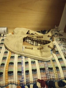 Toms klassische Sackleinen gewebte hellbraune Slipperschuhe flacher Halbschuh braun Jugend Größe 4 - Bild 1 von 7