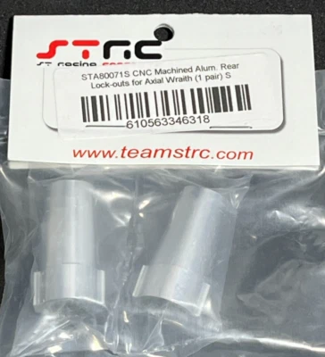 NEW IN PACKAGE STRC STA80071S ALUMINUM REAR AXLE LOCK OUTS AXIAL WRAITH SILVER - Image 1 of 3