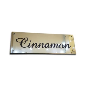Equine Tack Tag - STABLE name mirror polished brass plates 12 sizes - Picture 1 of 7