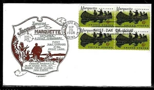 1356 6c Stamp (1968) FATHER MARQUETTE FDC BY ARTOPAGES CACHETS - BLOCK !!! - Picture 1 of 1