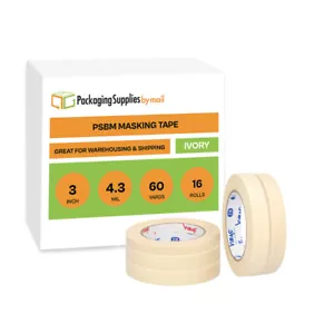 16 Rolls Ivory Masking Tape for Painting, 3" x 60 Yards, Industrial Grade, 5 Mil - Picture 1 of 8