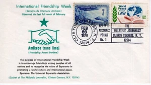 INTERNATIONAL FRIENDSHIP WEEK, CLINTON CORNERS, NY 1976 FDC18131 - Picture 1 of 1