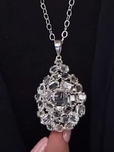 Herkimer Mines "Diamond" Quartz MultiStone Cluster Pendant with Chain Necklace - Picture 1 of 8