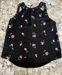 My Michelle Tank Blouse Black Floral Juniors M Sleeveless - Picture 1 of 8
