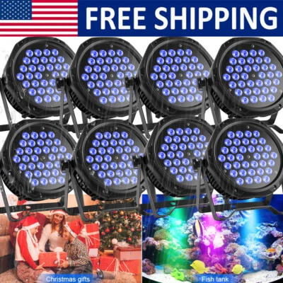 8PCS Waterproof 36LED Outdoor Par Light RGBW DMX Disco Stage Wash Lights Xmas - Image 1 of 4