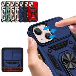 For iPhone 16 15 14 13 12 11 Pro Max Slide Camera Protection Ring Kickstand Case - Picture 1 of 59