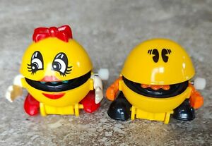 Vintage Tomy Yellow Mrs PacMan WindUp Walking Toy Figurine Ghost Inside Lot
