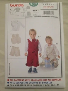 Burda 9732 Baby Toddler Boys 6m-3 Dressy Suit Pattern Pants Vest Shirt Bowtie UC - Picture 1 of 2