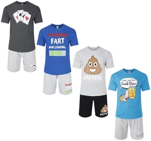 Mens Short Pyjamas Funny Novelty PJ Sets Night Sleep Lounge Wear L XL XXL New - Picture 1 of 6