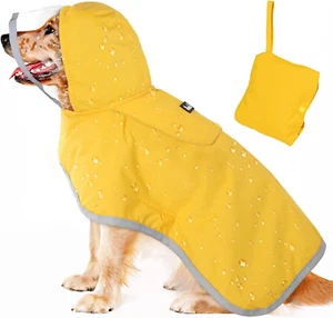 Jacket Rain Hooded Waterproof Dog Raincoat Outdoor Poncho Reflective Brim -2XL - Picture 1 of 12