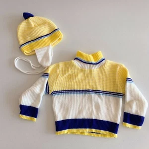 Vintage 70's KMart Baby Turtleneck Sweater & Knit Hat Size 12 Months - Picture 1 of 5