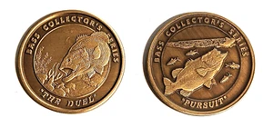 B.A.S.S. Collectors Series Largemouth Bass Tokens 1st Edition Pursuit & The Duel - Imagen 1 de 2